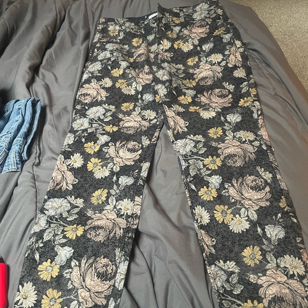 Celebrity Pink Floral Black Pants